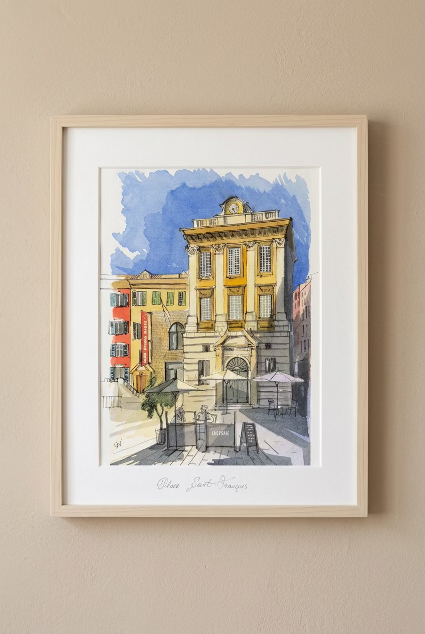 «Théâtre National de Nice  » (18 × 24 cm) — Original-Aquarell