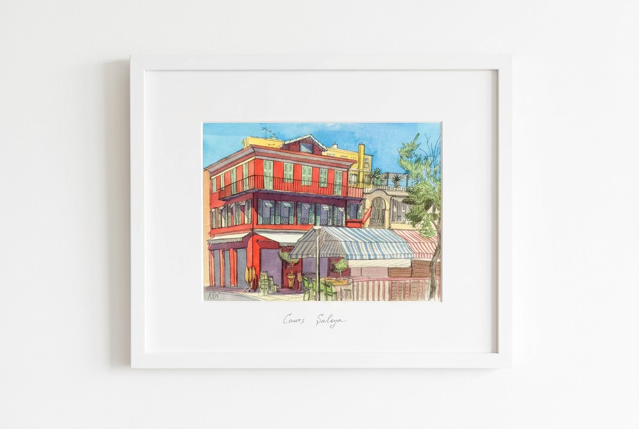 „Cours Saleya“ (18 × 24 cm) — Original-Aquarell