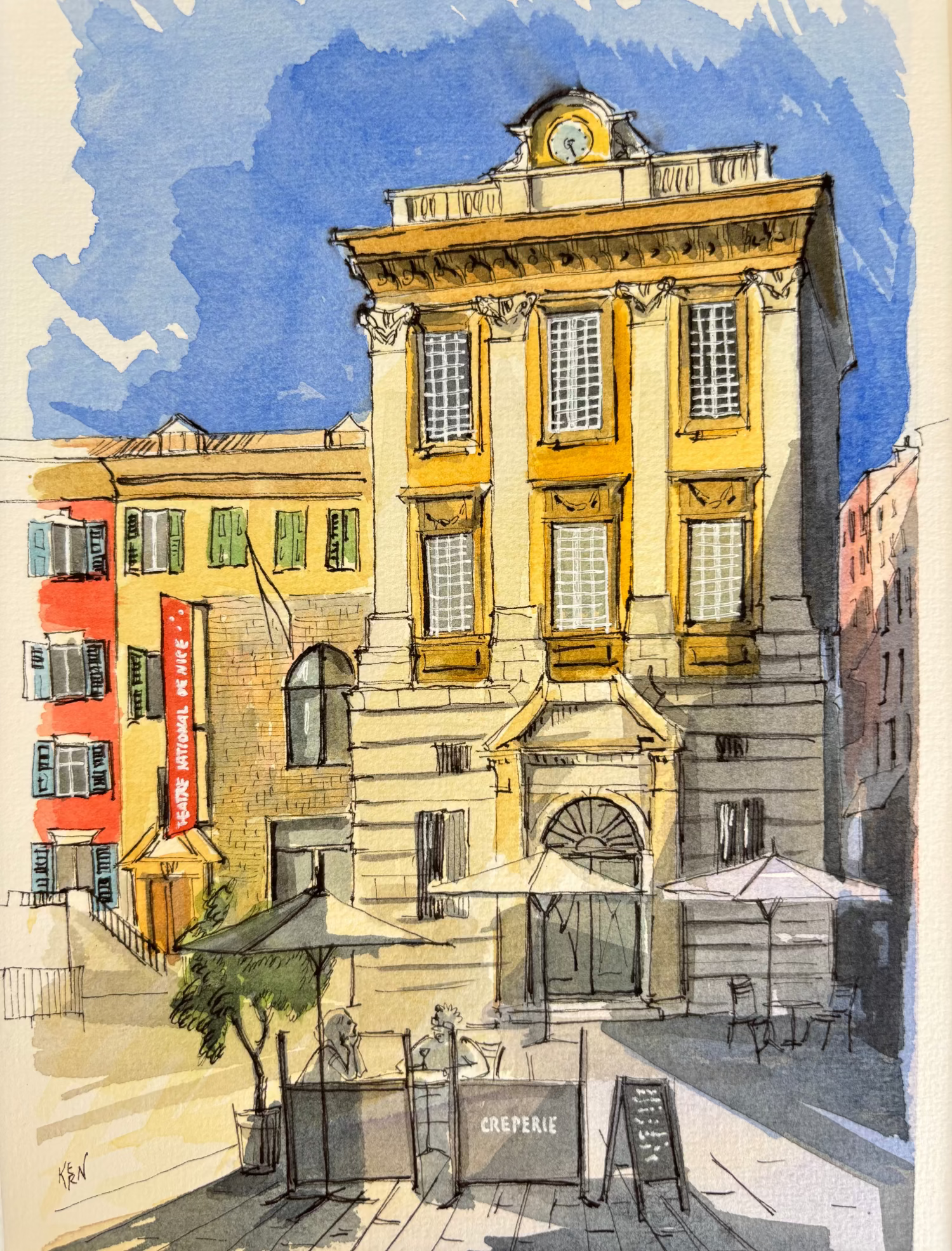 Place Saint Francois aquarelle Kern Lena